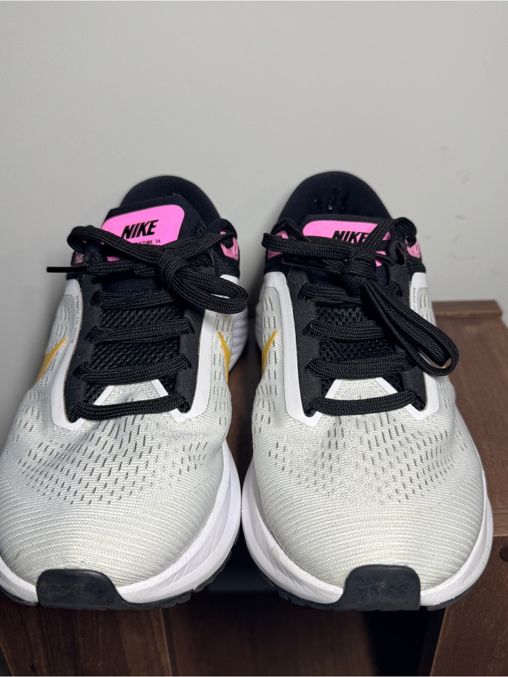 Nike Women's Running Shoes - White, Black & Gold with Pink Accents - Picture 3 of 7